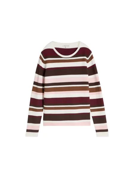 TOM TAILOR Pulover ecru / maro / rosé / bordeaux roșu