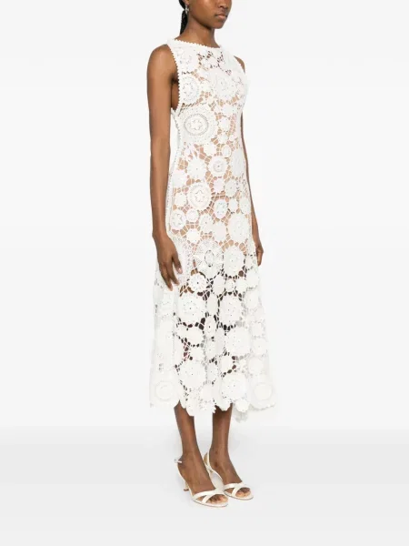 Rochie maxi Self-portrait cu model floral alb