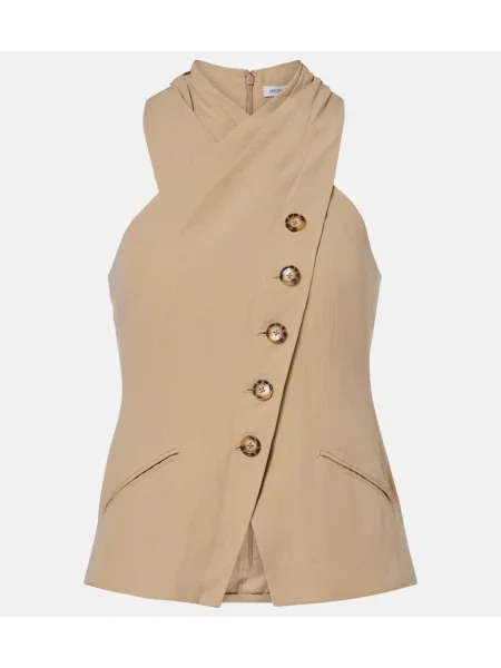 Top Veronica Beard cu gât halter maro