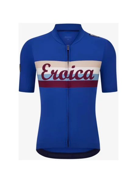 Koszulka rowerowa Santini x Eroica Timo krótki rękaw krój Slim S niebieski