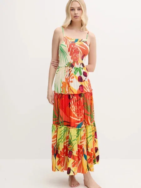Plážové šaty Desigual BAHAMAS PATCH béžová