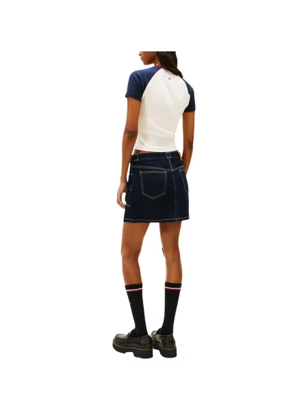 Tommy Jeans Tričko námořnická modř / tmavě červená bílá