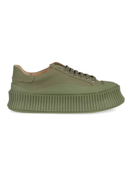 Sneakersy Jil Sander skórzane na platformie zielone