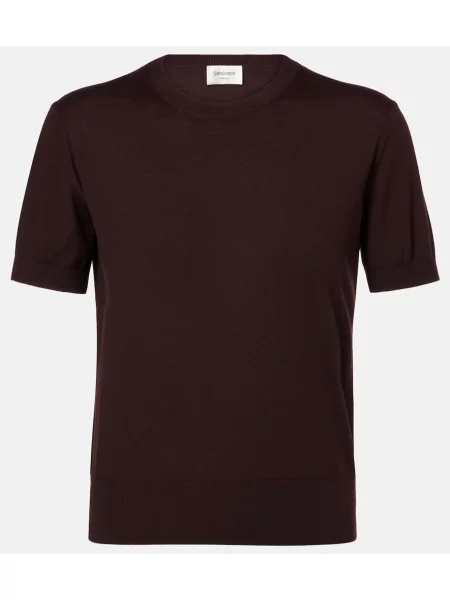 Top Saint Laurent de lână bordo