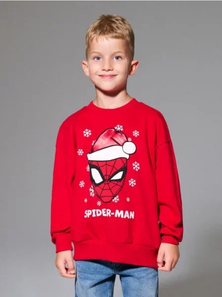 Sinsay Mikina s kulatým výstřihem s potiskem Spider-Man červená