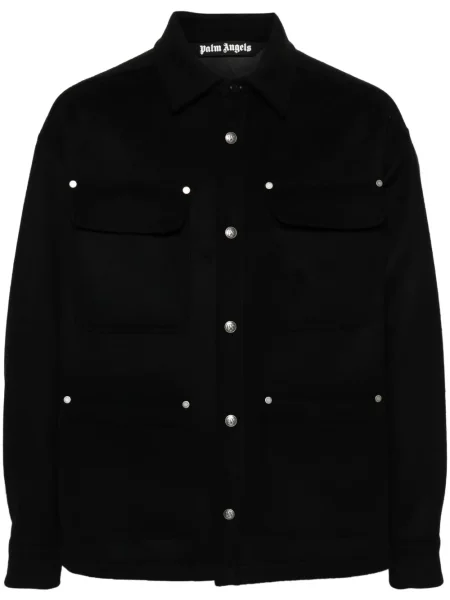 Cămașă Palm Angels din fleece negru