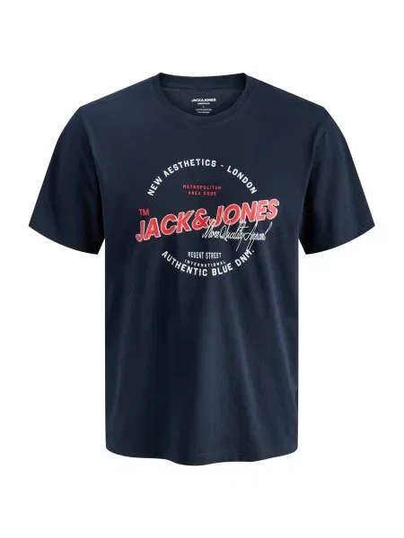 JACK & JONES Tricou albastru noapte / roșu intens alb