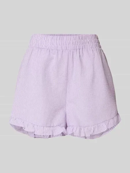 Szorty o kroju relaxed fit z fakturowanym wzorem model ‘Sonja’ A-view fioletowe