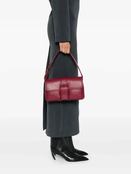 Кожена кожена чанта Michael Kors с катарама червено