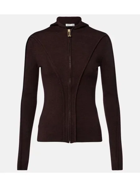 Top Victoria Beckham wełniany brązowy