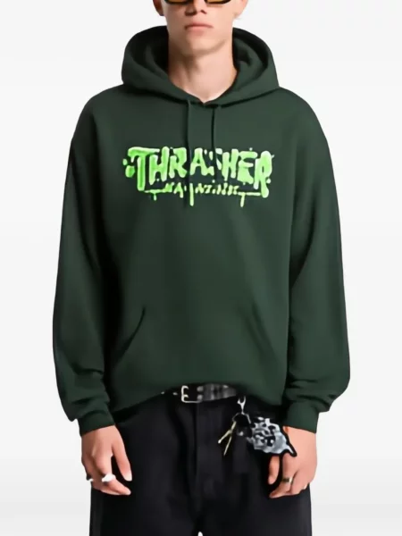 Суичър с качулка Thrasher зелено