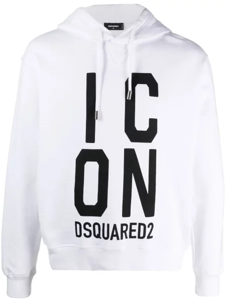 Hanorac cu glugă Dsquared2 cu imagine alb