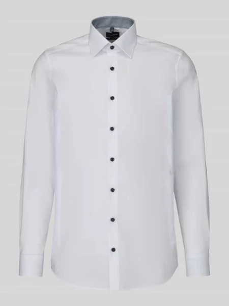 Koszula biznesowa o kroju slim fit z kołnierzykiem typu kent Olymp Level 5 biała