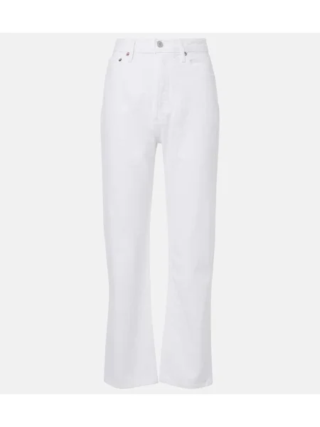 Talia proste jeansy Agolde z wysoką talią białe