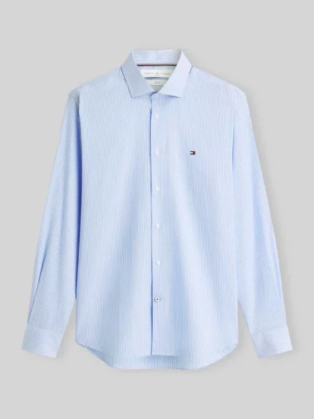 Koszula biznesowa o kroju slim fit z wyhaftowanym logo Tommy Hilfiger błękitna