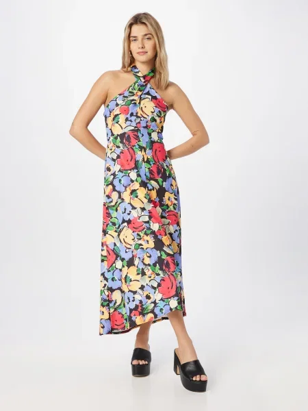 Warehouse Rochie albastru fumuriu / verde / roșu negru