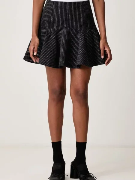 GANNI Pinstripe Flannel Corset fustă evazată cu amestec de lână