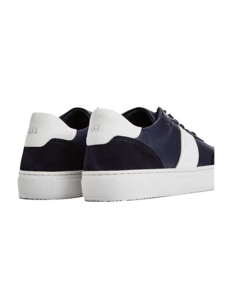 Sneakersy Tommy Hilfiger skórzane w paski niebieskie
