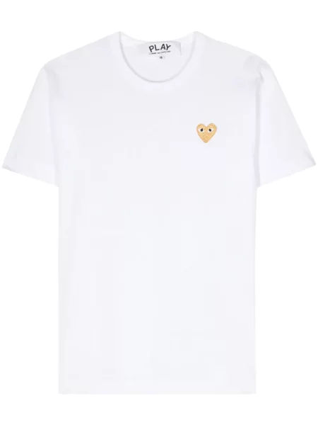 Tricou Comme Des Garcons Play cu motiv cu inimi alb