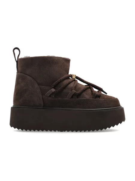 Botki Inuikii wełniane na platformie klasyczne brązowe