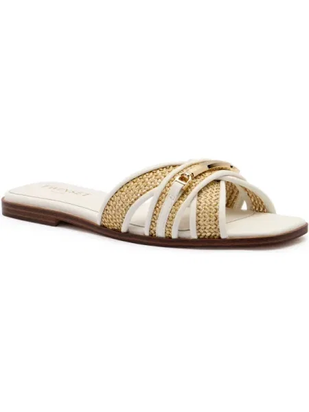 TWINSET Șlapi cu adaos de piele alb