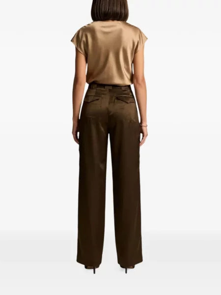 Pantaloni Vince din satin verde