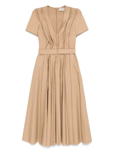 Mała sukienka mini Elie Saab popelinowa garniturowa brązowa