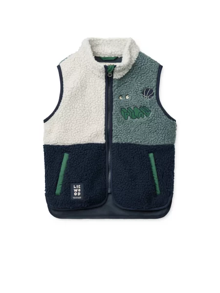 Liewood Vestă Vada bleumarin / verde mentă alb