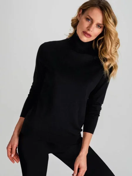 Женский гольф с шелка и шерсти мериноса чорна