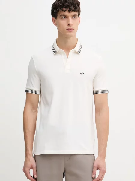 Armani Exchange polo pentru bărbați din bej