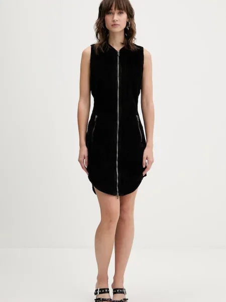 Diesel sukienka sztruksowa D-ENEA mini dopasowana brązowy