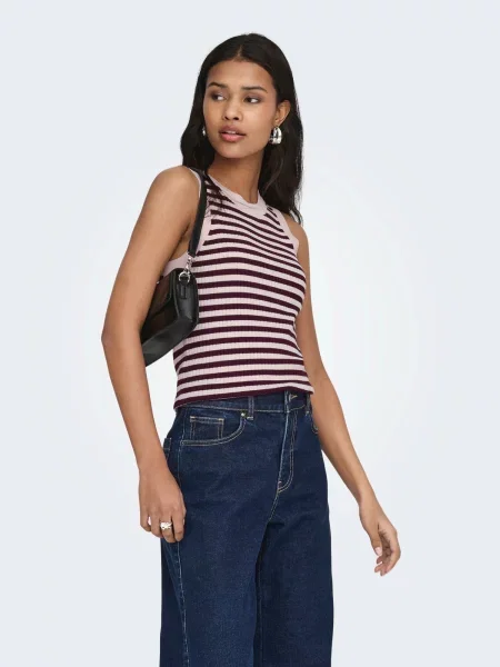 JDY Top brodat JDYAYA roz pastel / burgundy roșu