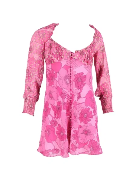 Rochie mini Rixo cu model floral cu imagine de costum roz