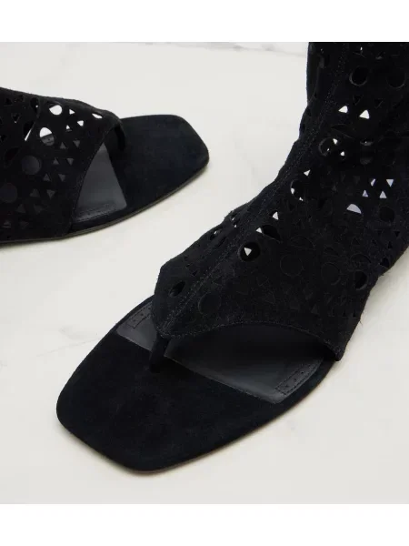 Chiloți tanga Alaïa din piele de căprioară negru