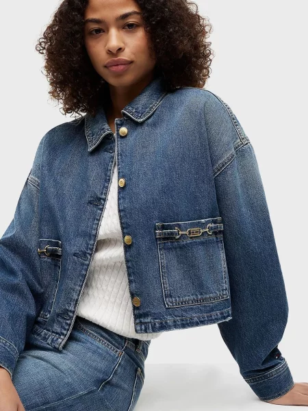 Укорочена джинсова куртка Tommy Hilfiger синя