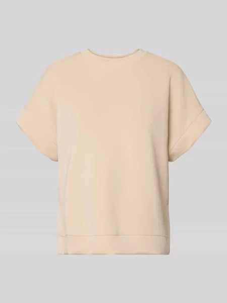Bluza z mieszanki modalu z krótkie rękawy Rich & Royal beżowa