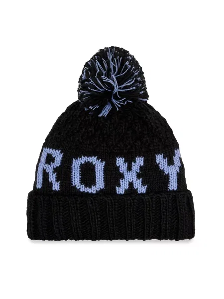Шапка Roxy от плътен трикотаж черно