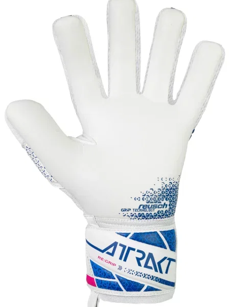 Reusch Attrakt RE:GRIP NC brankárske rukavice modrá/ružová/biela biela