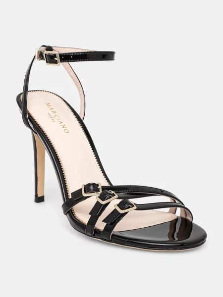 Кожени сандали Guess STRAPPY BUCKLE SANDAL черно