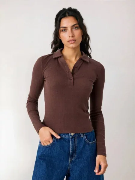 Рибана поло футболка коричневий