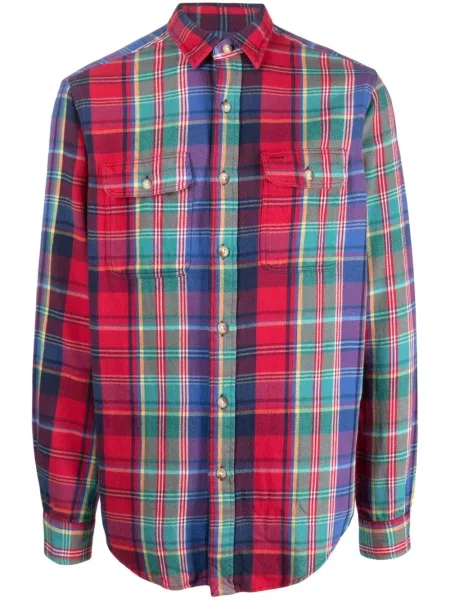 Dugo košulja Polo Ralph Lauren karirana s okruglim izrezom siva