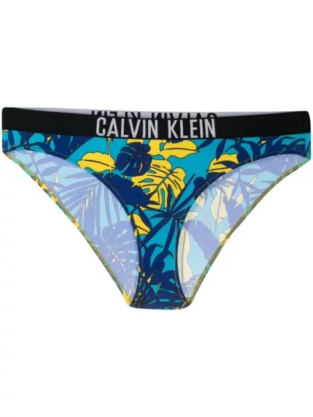Bikini Calvin Klein z nadrukiem w tropikalny nadruk niebieski