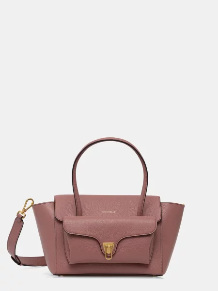 Coccinelle geantă shopper pentru femei din piele DOUBLE BEAT roz