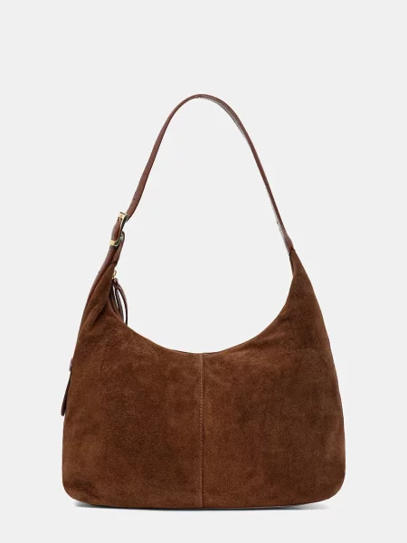 Answear.LAB geanta de mana din piele intoarsa maro