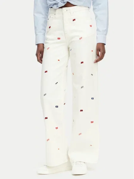 Tommy Jeans Džinsai Claire Kreminė Wide Leg