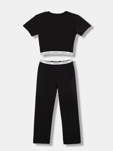 Calvin Klein Underwear kétrészes pizsama gyerek elasztánnal fekete