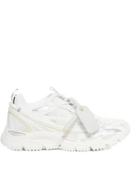 Sneakerși Off-white cu șireturi din piele alb