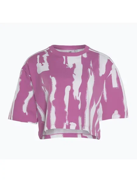 Tričko Adidas Thebe Magugu Allover Print Crop Tee semi pulse lilac/white bílé