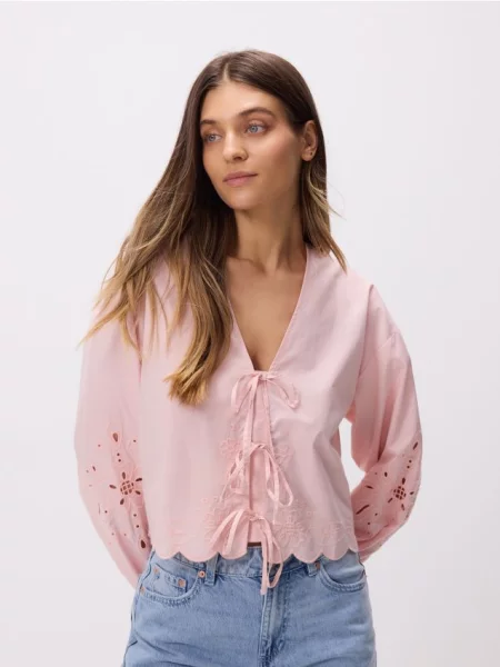 Reserved Блузка з зав’язкою персиковий 