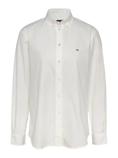 Tommy Jeans cămașă din cu guler clasic relaxed alb